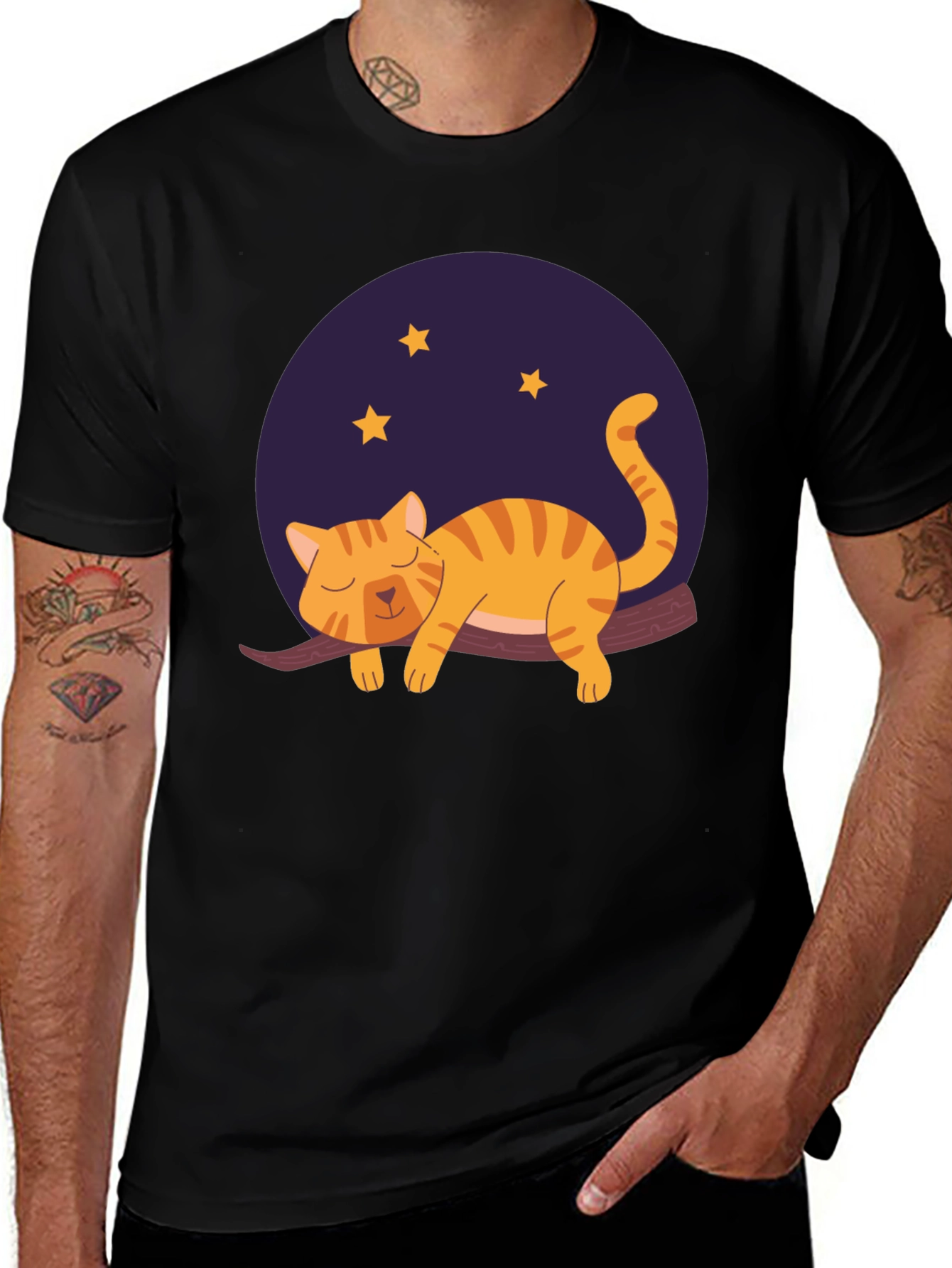 Cute Cat Nap T-Shirt - Unisex Black Tee
