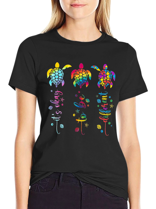 Rainbow Turtle T-Shirt - Its Okay To Be Different