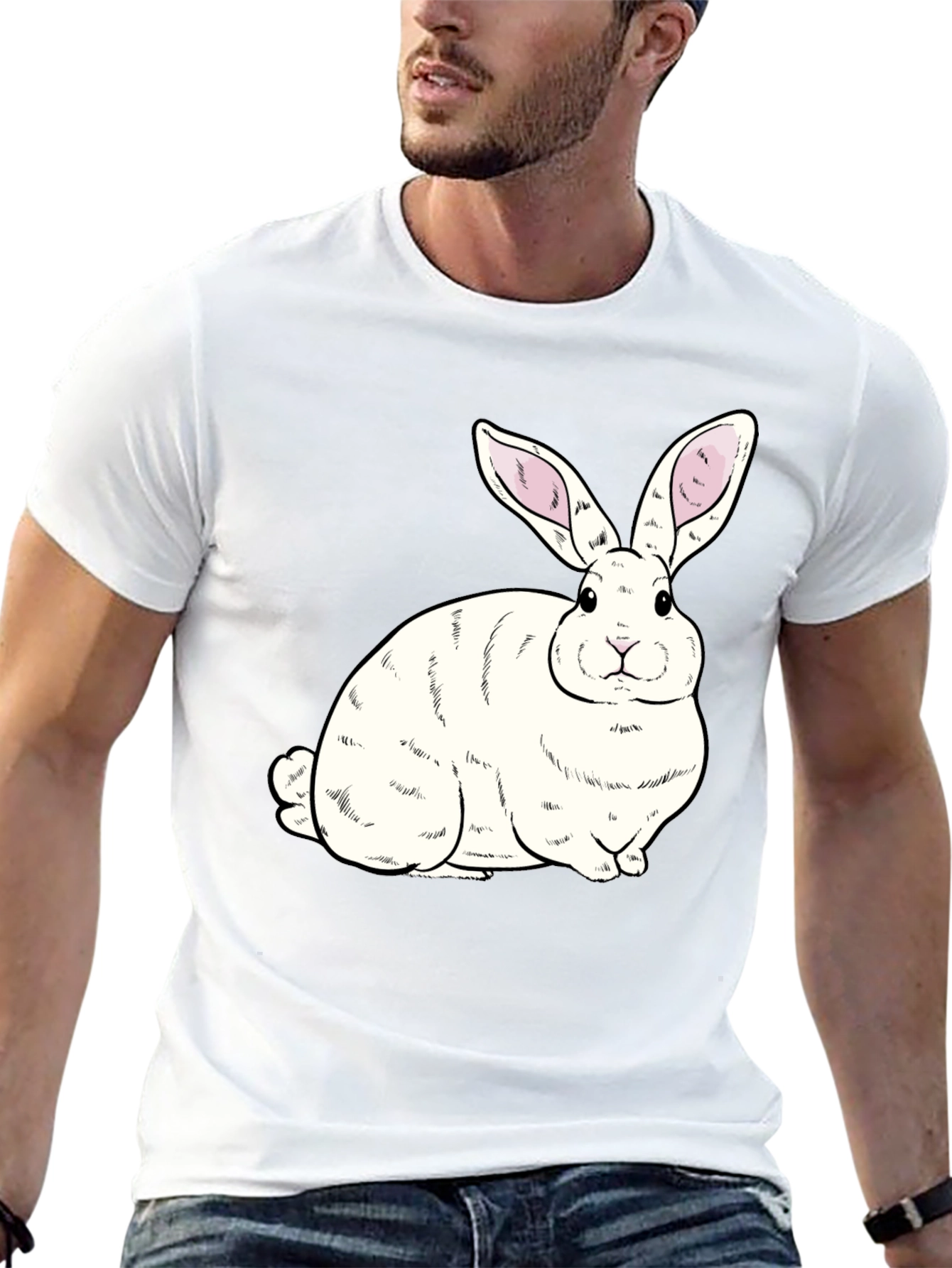 Bunny Graphic Black T-Shirt - Soft Cotton Comfort