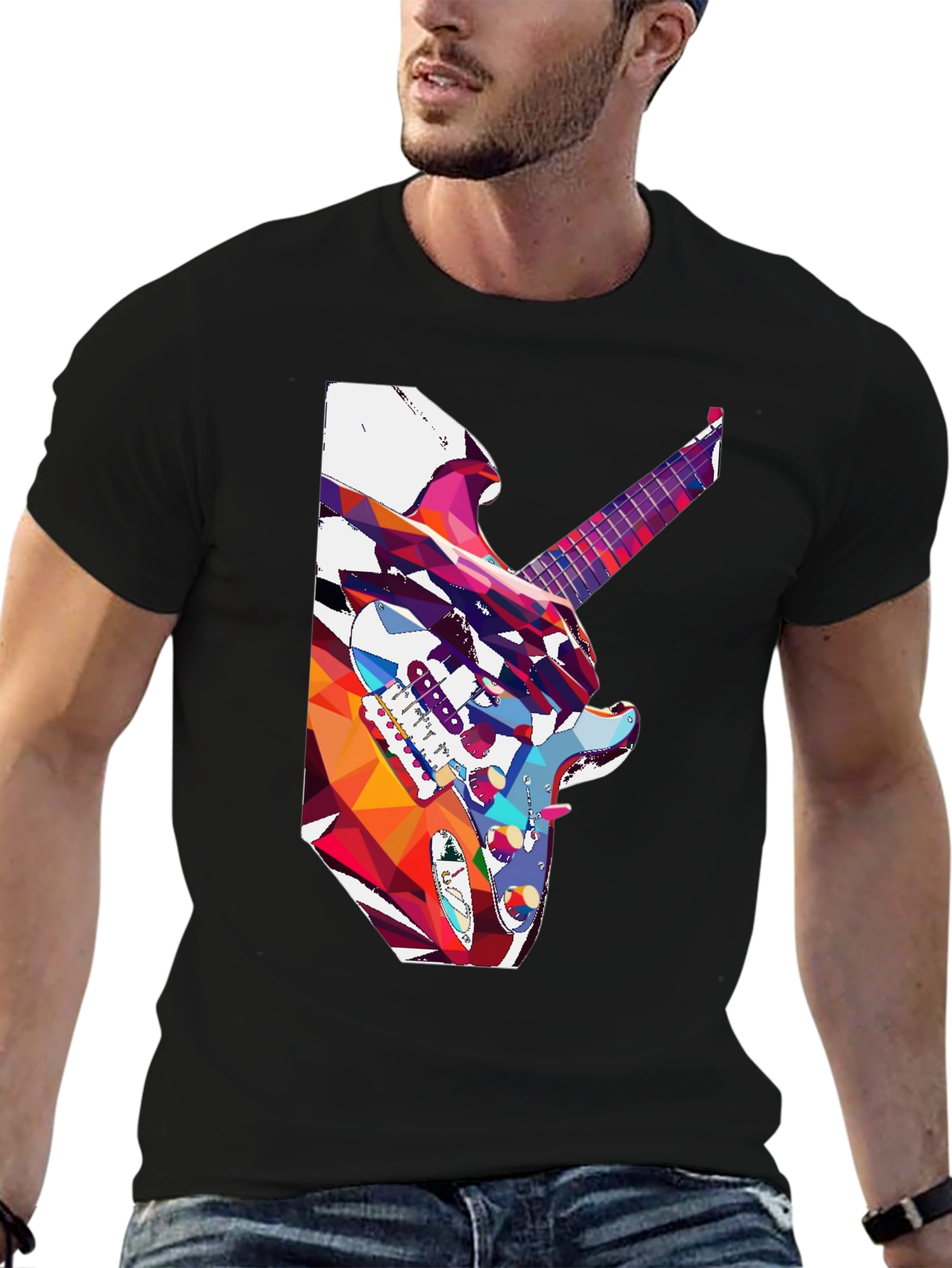 Abstract Guitar Graphic Tee - Music Lovers T-Shirt