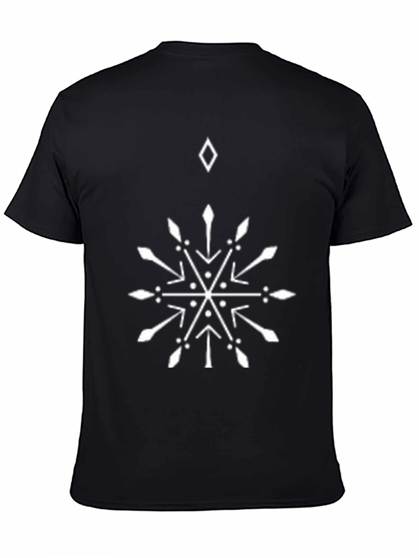Geometric Snowflake Graphic Tee - Black