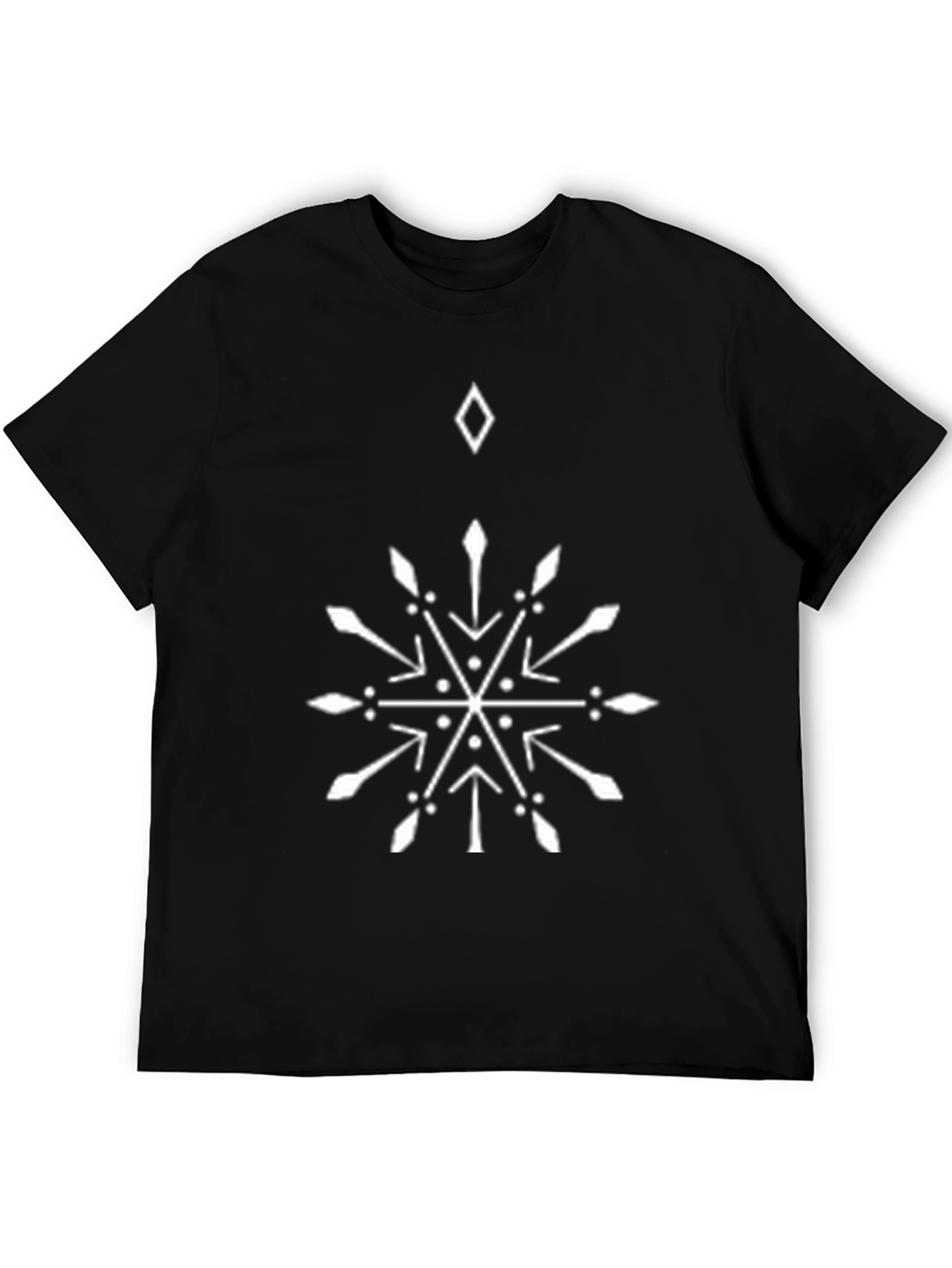Geometric Snowflake Graphic Tee - Black