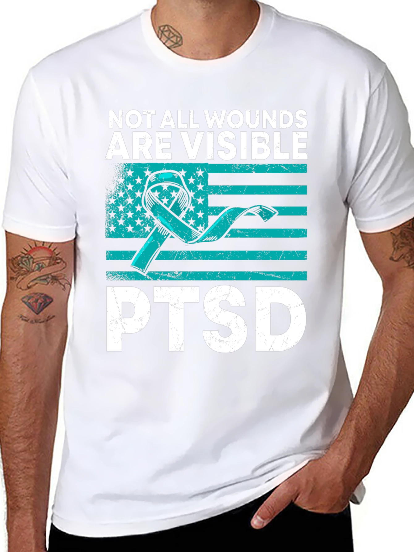 PTSD Awareness Graphic Tee - Not All Wounds Visible