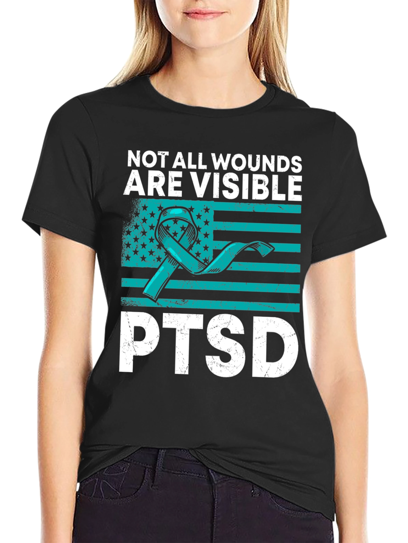 PTSD Awareness Graphic Tee - Not All Wounds Visible