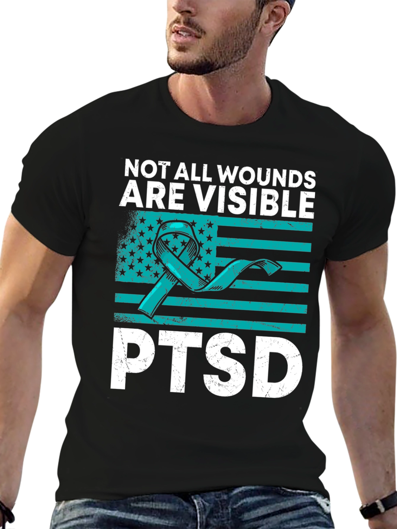 PTSD Awareness Graphic Tee - Not All Wounds Visible