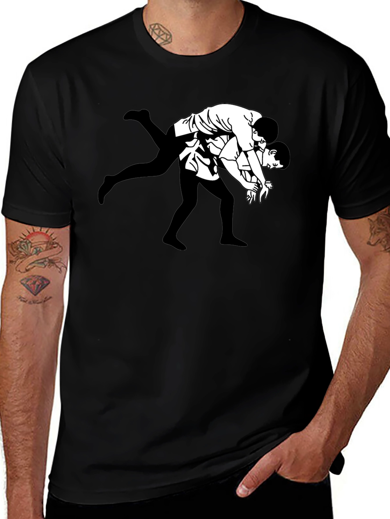 Wrestling Graphic Tee - Black