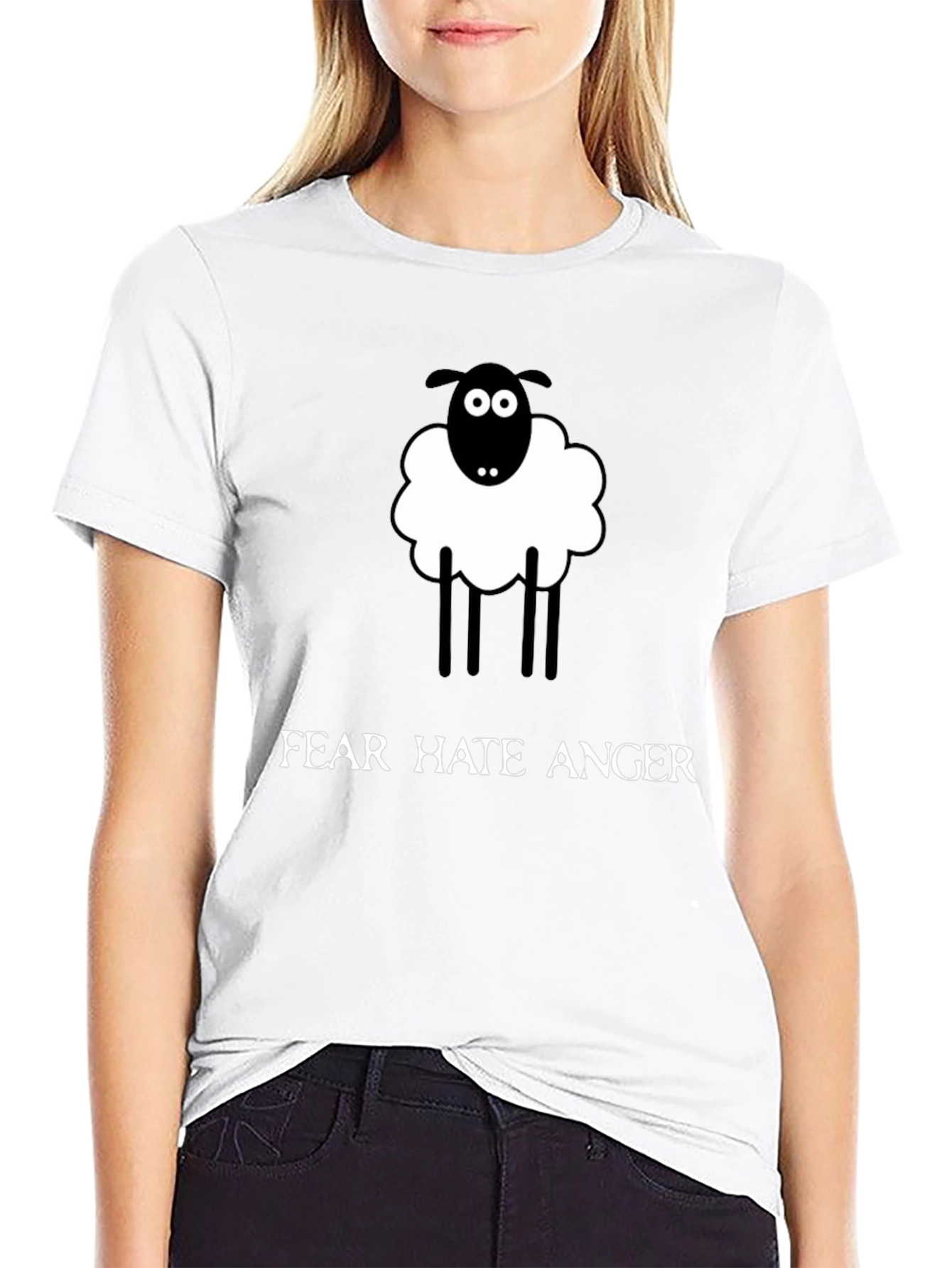 Novelty Sheep Graphic Tee - Fear Hate Anger