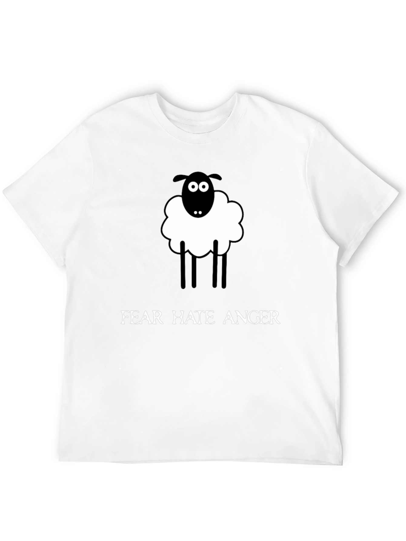 Novelty Sheep Graphic Tee - Fear Hate Anger