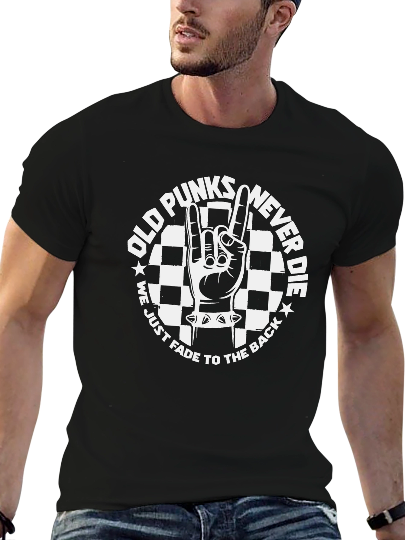 Old Punks Never Die Black Graphic T-Shirt
