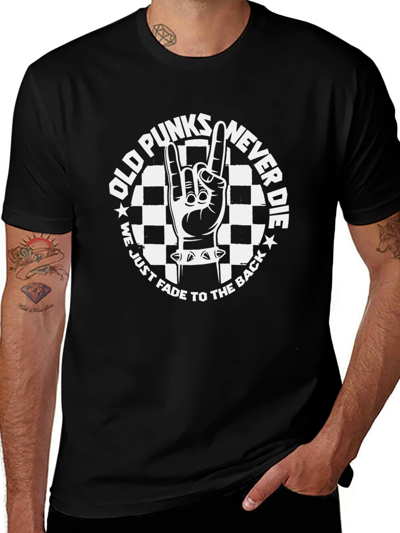 Old Punks Never Die Black Graphic T-Shirt
