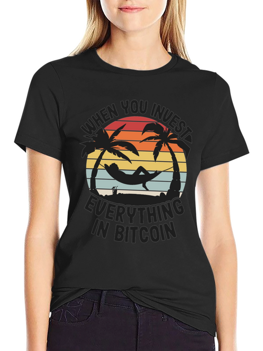 Bitcoin Investor Black T-Shirt - Palm Tree Hammock Design