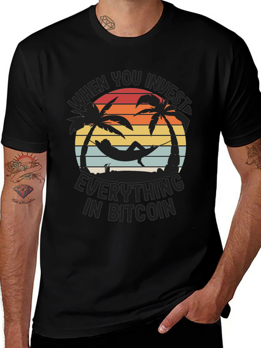 Bitcoin Investor Black T-Shirt - Palm Tree Hammock Design