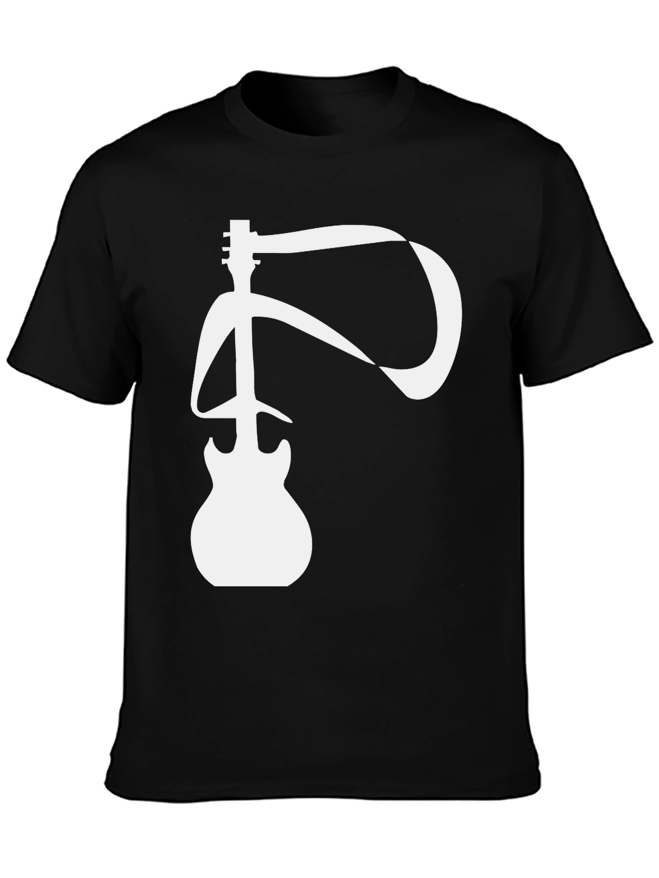 Guitar T-Shirt - Black Cotton Musical Design