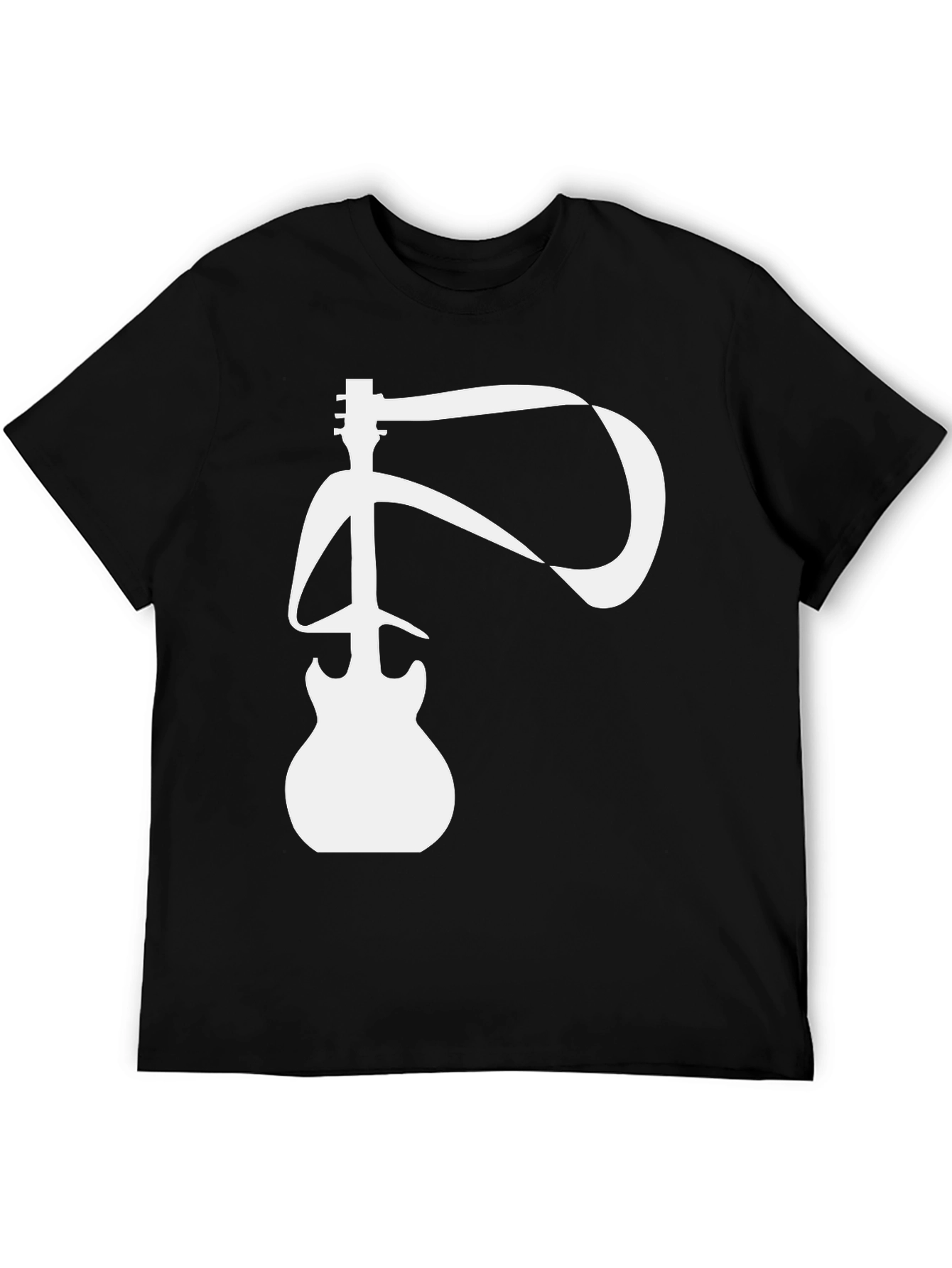 Guitar T-Shirt - Black Cotton Musical Design