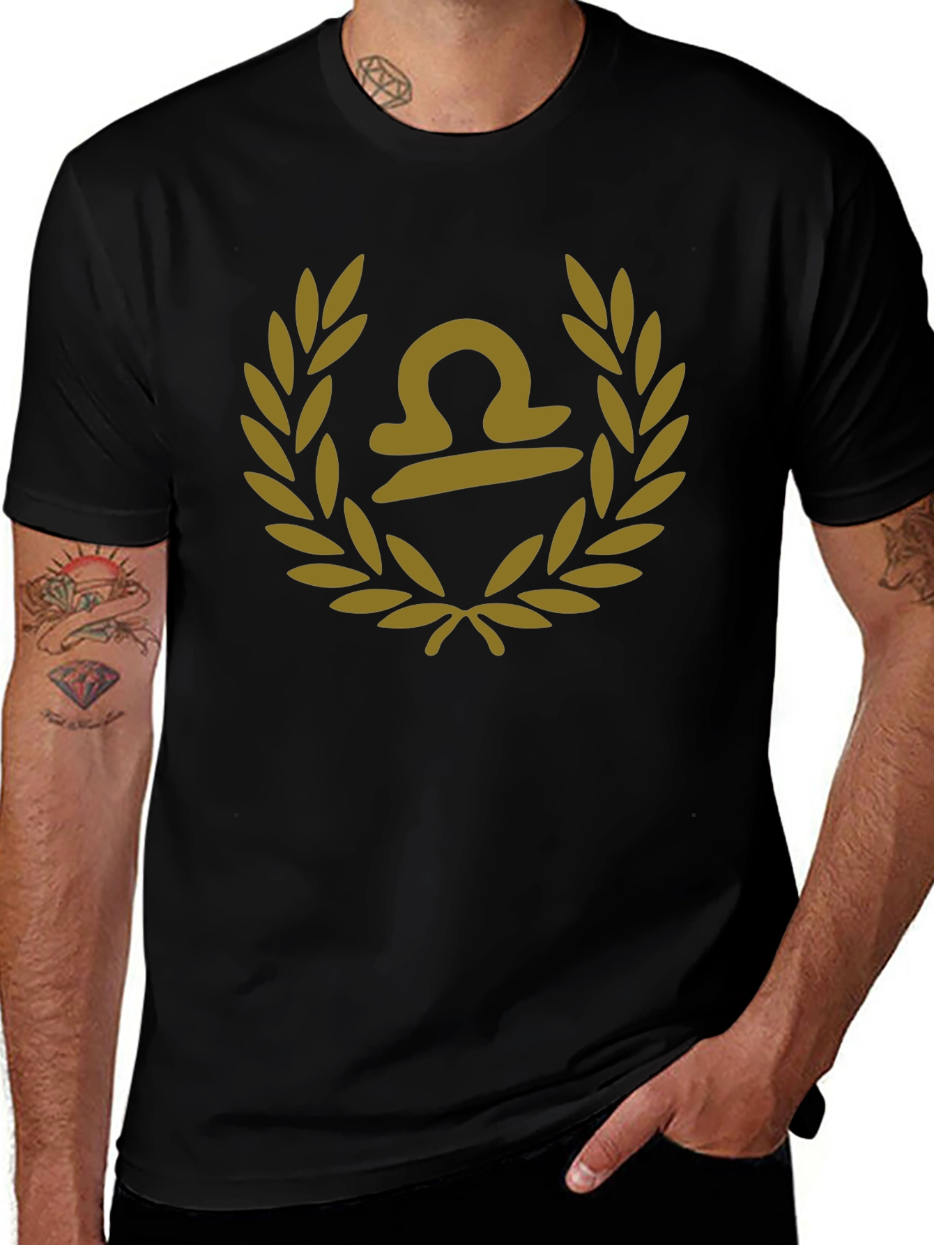 Libra Zodiac Sign Black T-Shirt