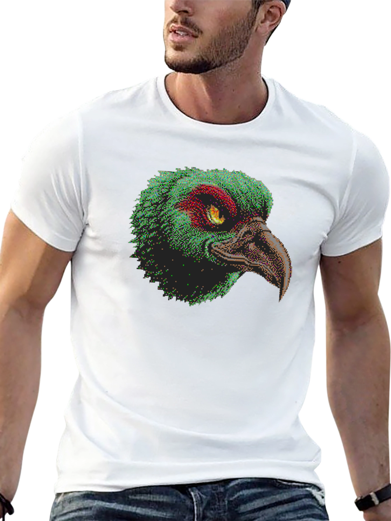 Pixelated Bird Graphic T-Shirt - Unique Design