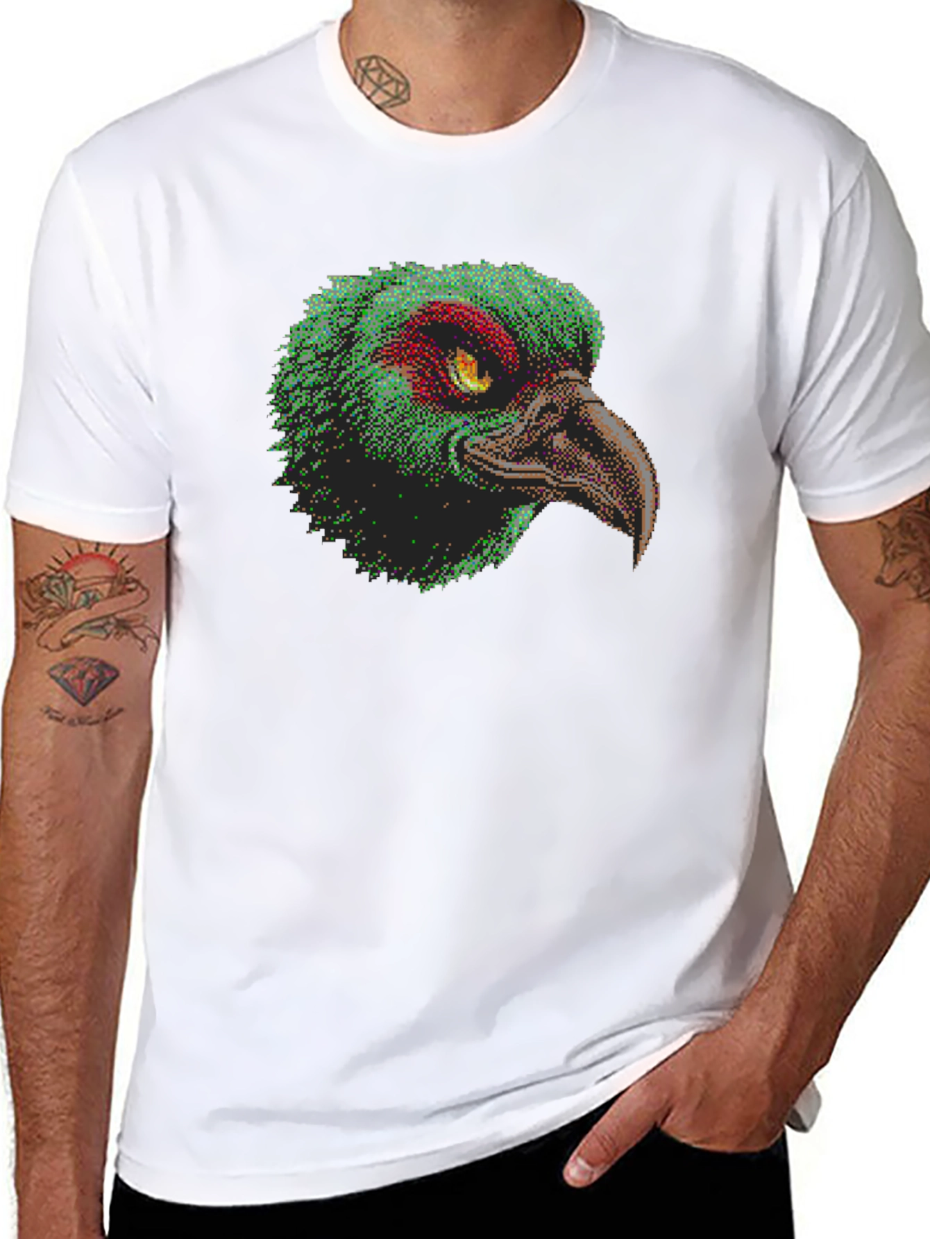 Pixelated Bird Graphic T-Shirt - Unique Design
