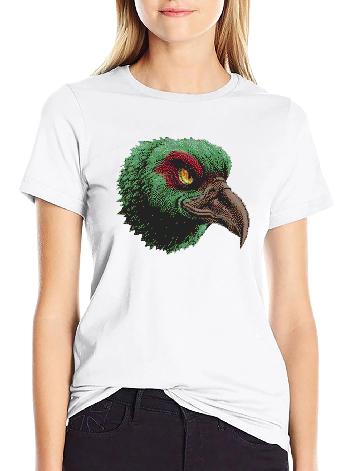 Pixelated Bird Graphic T-Shirt - Unique Design