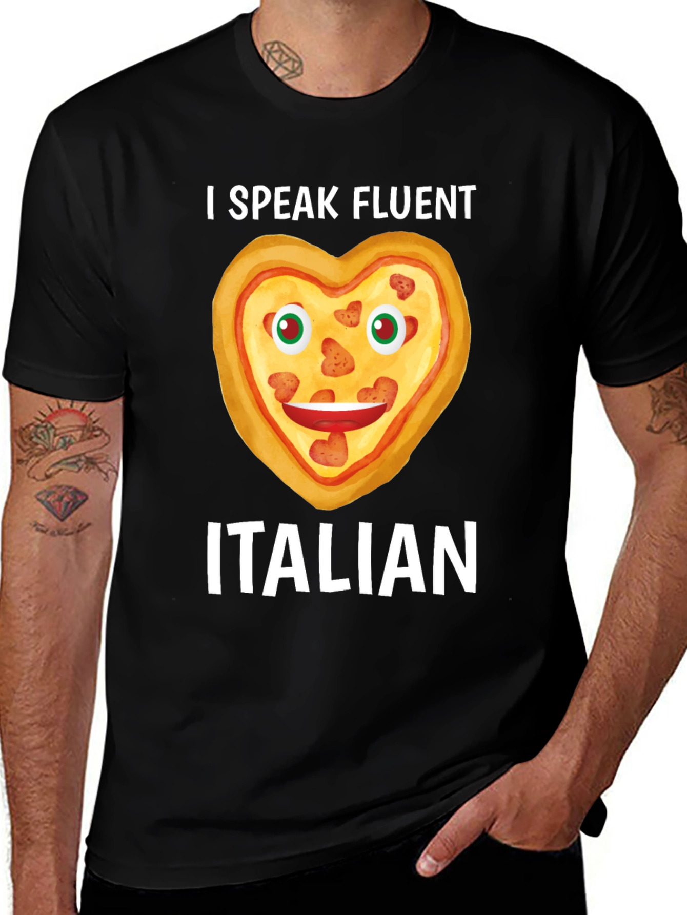 I Speak Fluent Italian Pizza Heart Graphic Tee