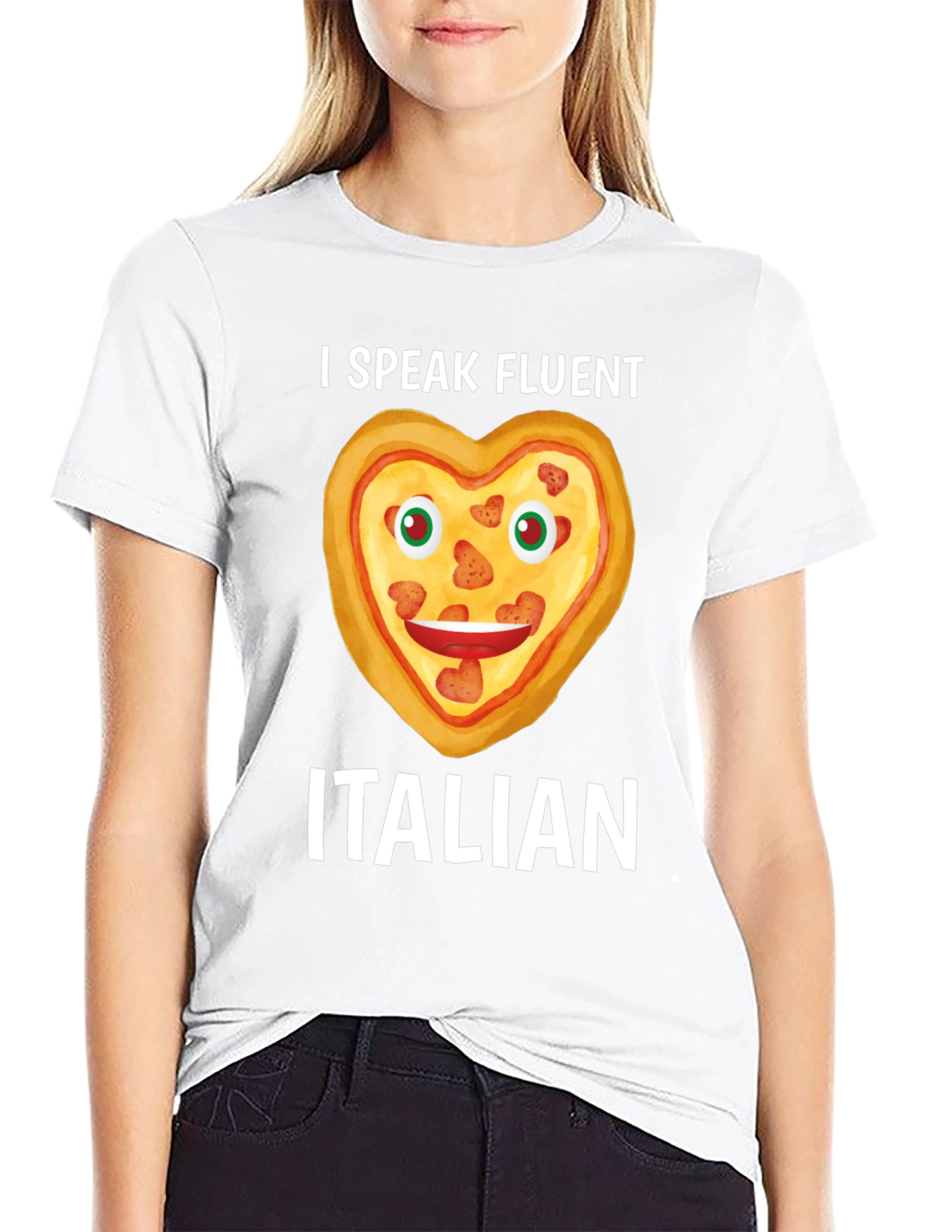 I Speak Fluent Italian Pizza Heart Graphic Tee