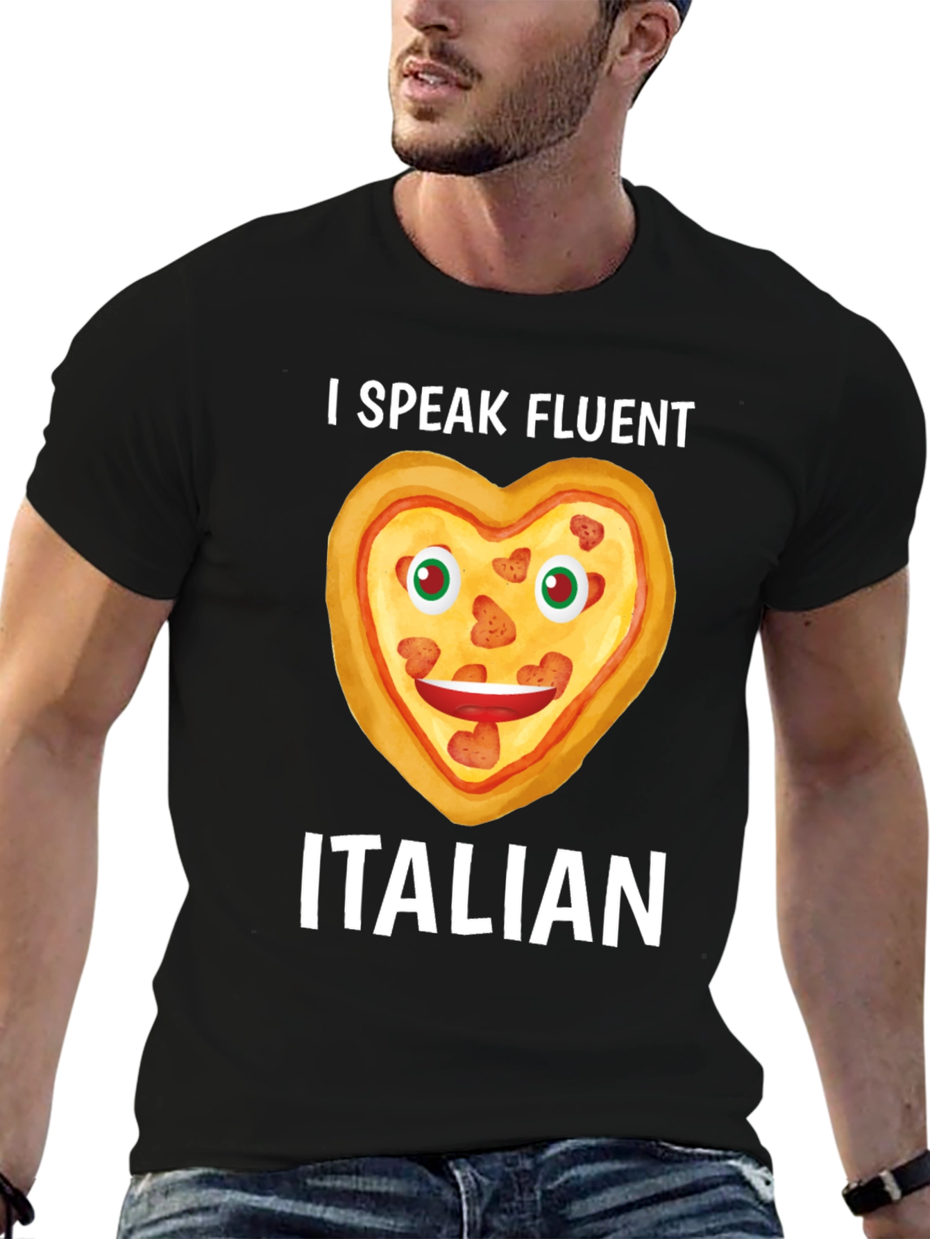 I Speak Fluent Italian Pizza Heart Graphic Tee