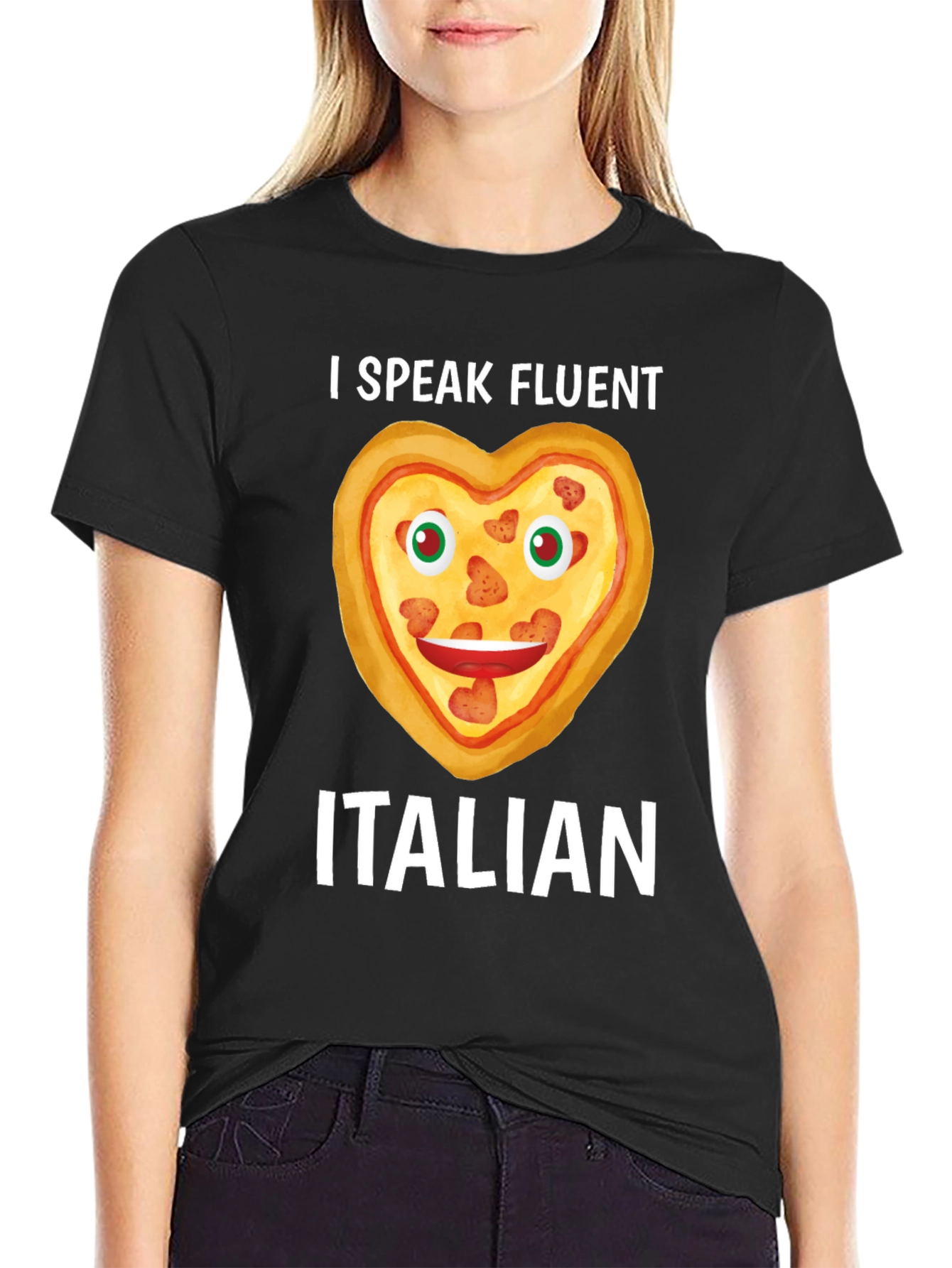 I Speak Fluent Italian Pizza Heart Graphic Tee