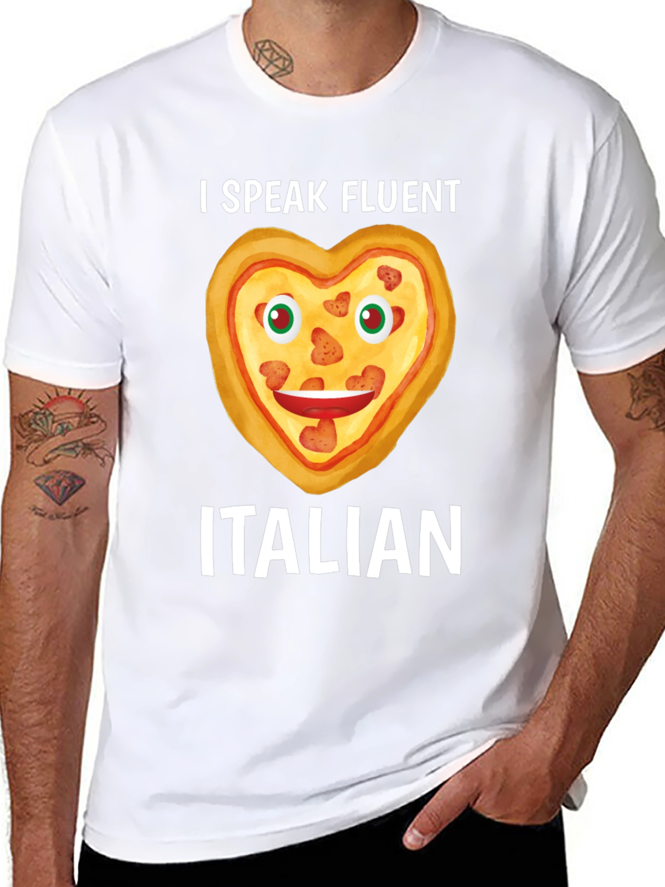 I Speak Fluent Italian Pizza Heart Graphic Tee