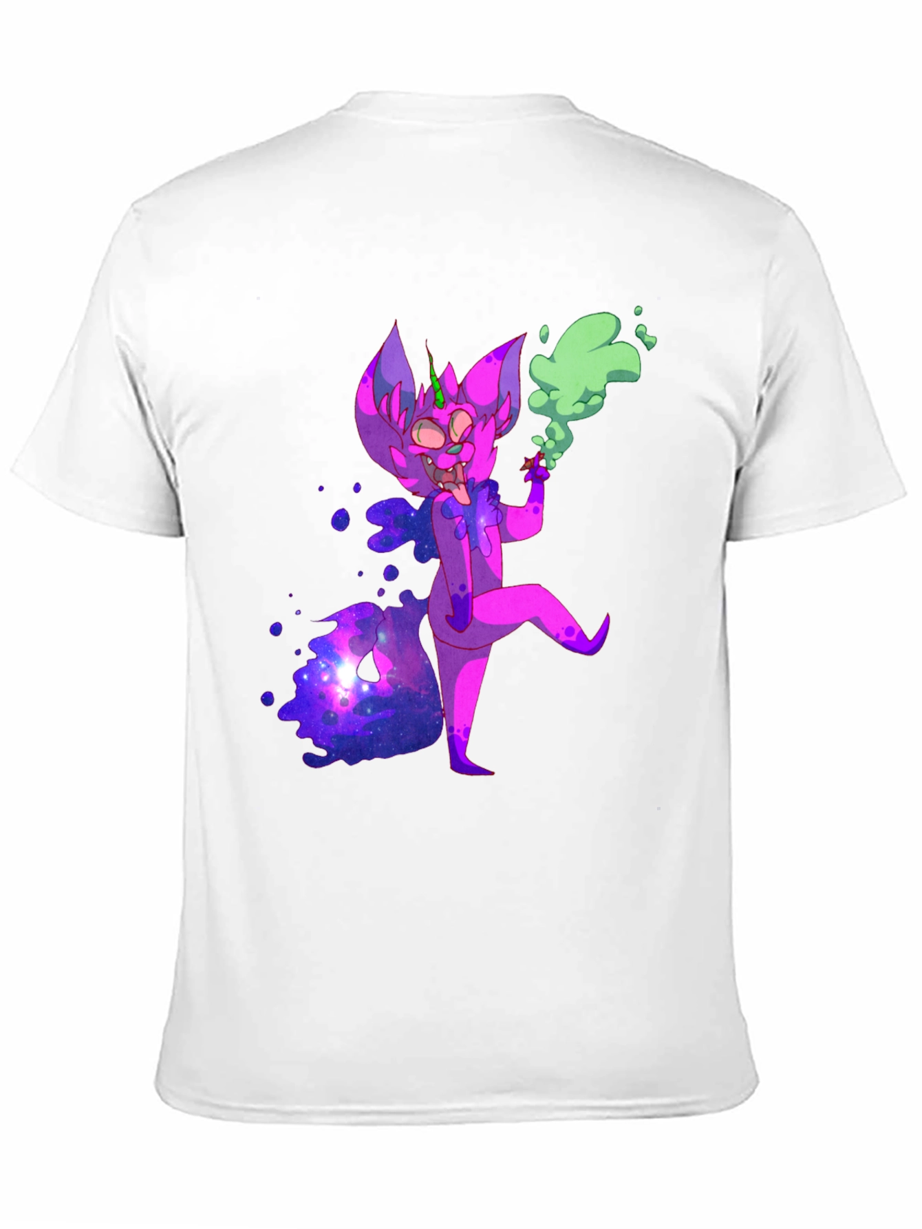 Cosmic Cartoon Character Black T-Shirt