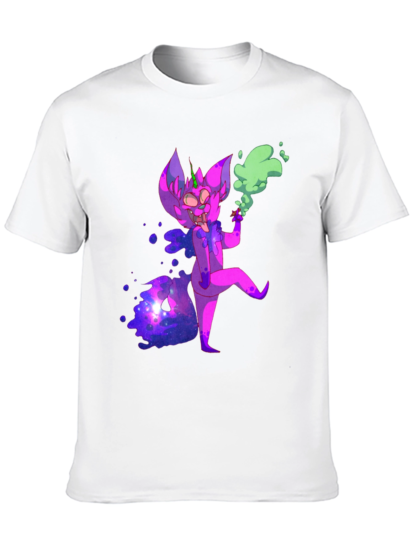 Cosmic Cartoon Character Black T-Shirt