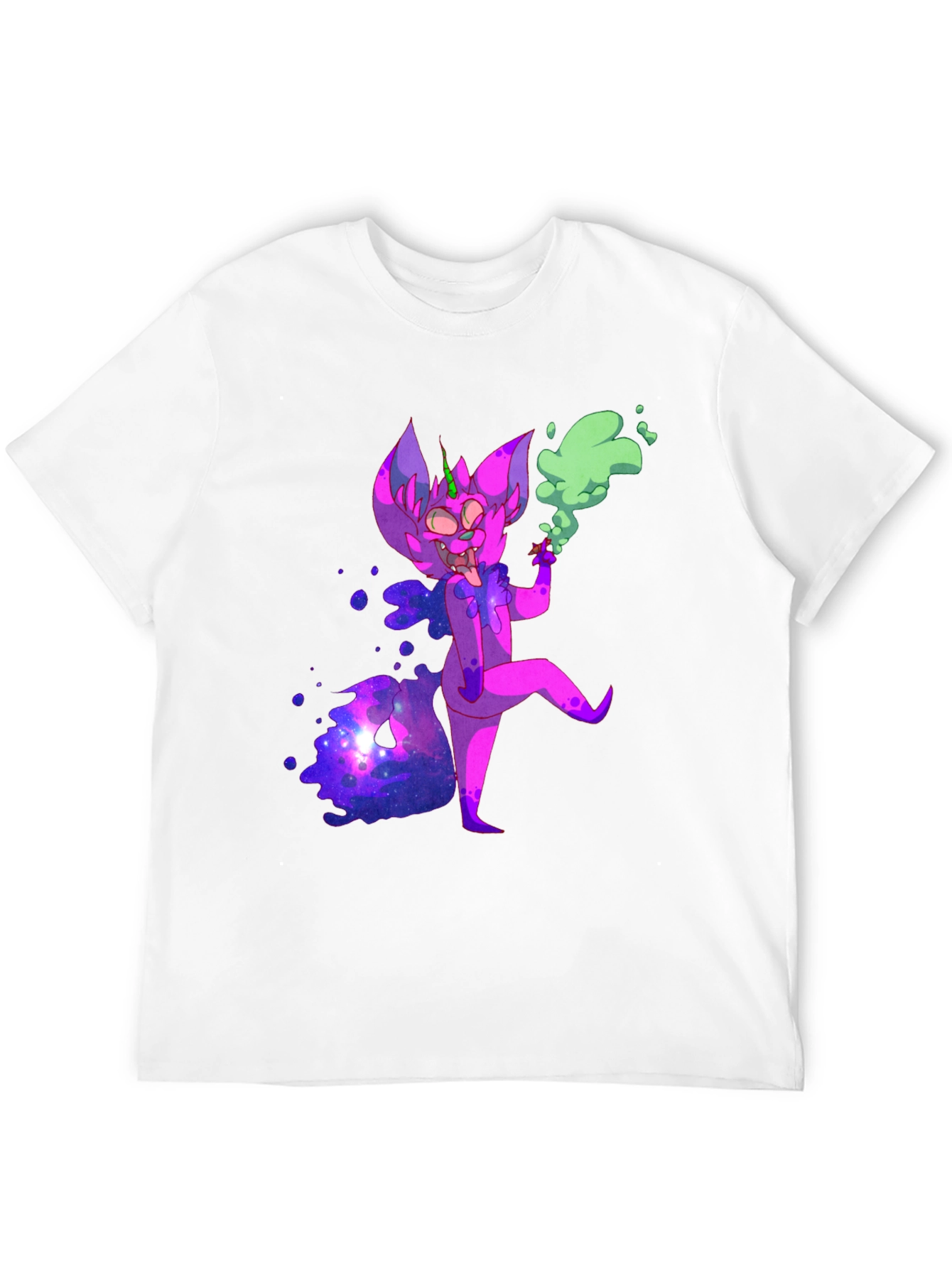 Cosmic Cartoon Character Black T-Shirt