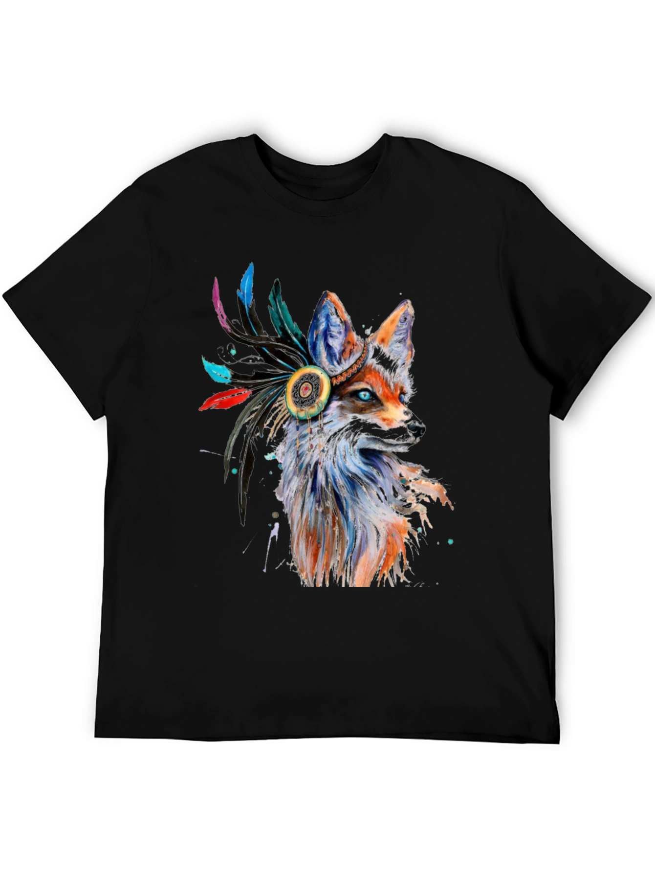 Fox Headdress Graphic Tee - Stylish Animal Print