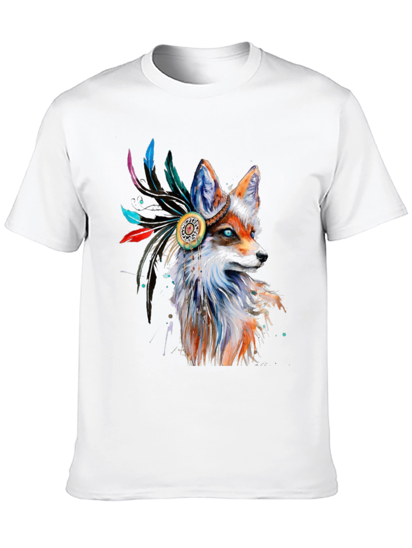 Fox Headdress Graphic Tee - Stylish Animal Print