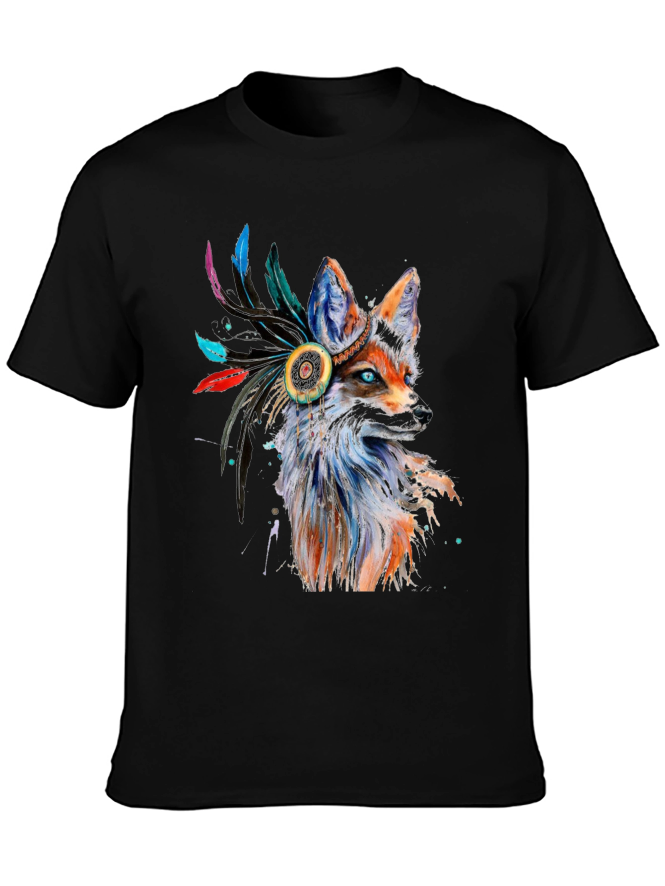 Fox Headdress Graphic Tee - Stylish Animal Print