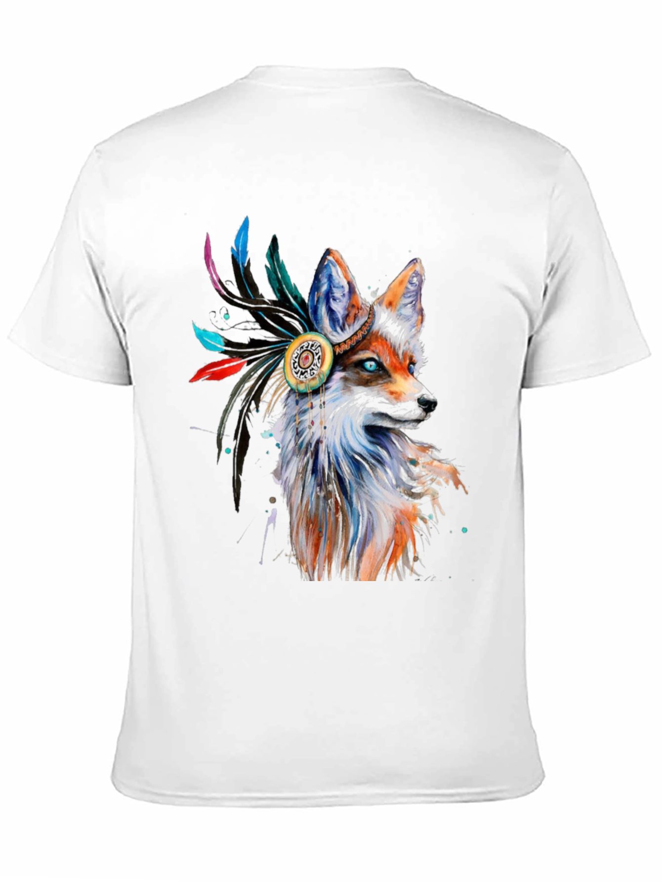 Fox Headdress Graphic Tee - Stylish Animal Print