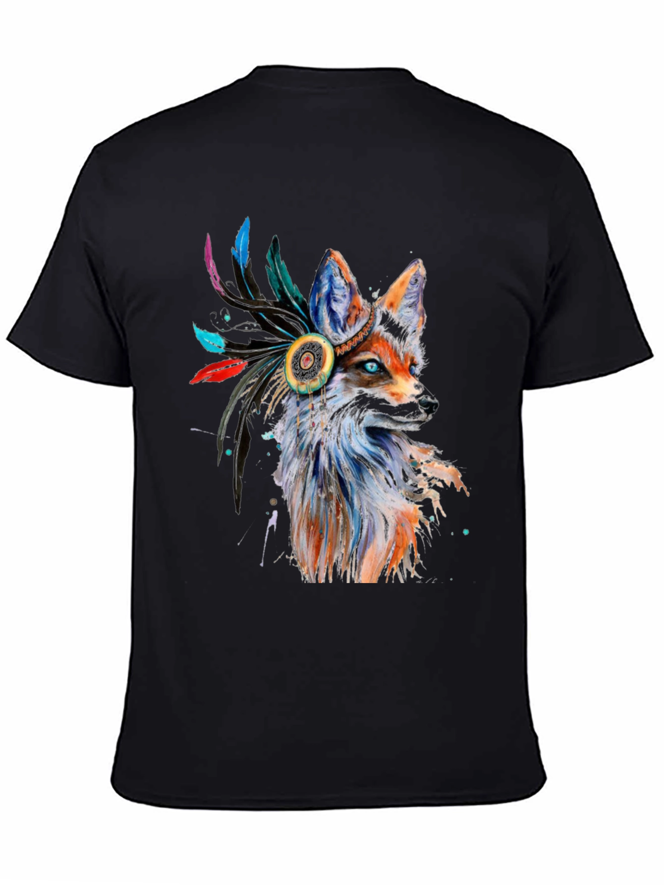 Fox Headdress Graphic Tee - Stylish Animal Print