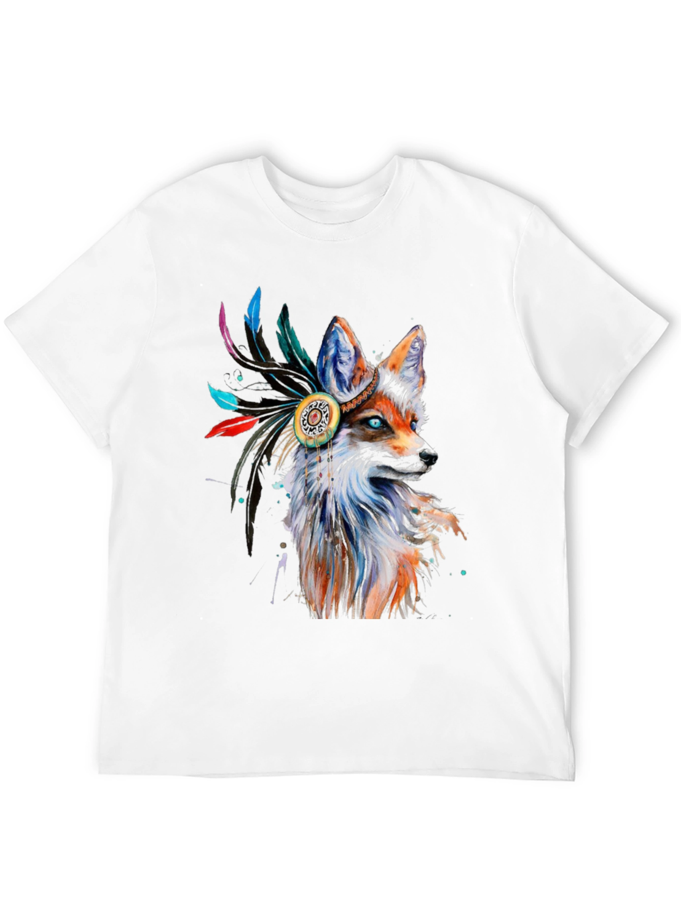 Fox Headdress Graphic Tee - Stylish Animal Print