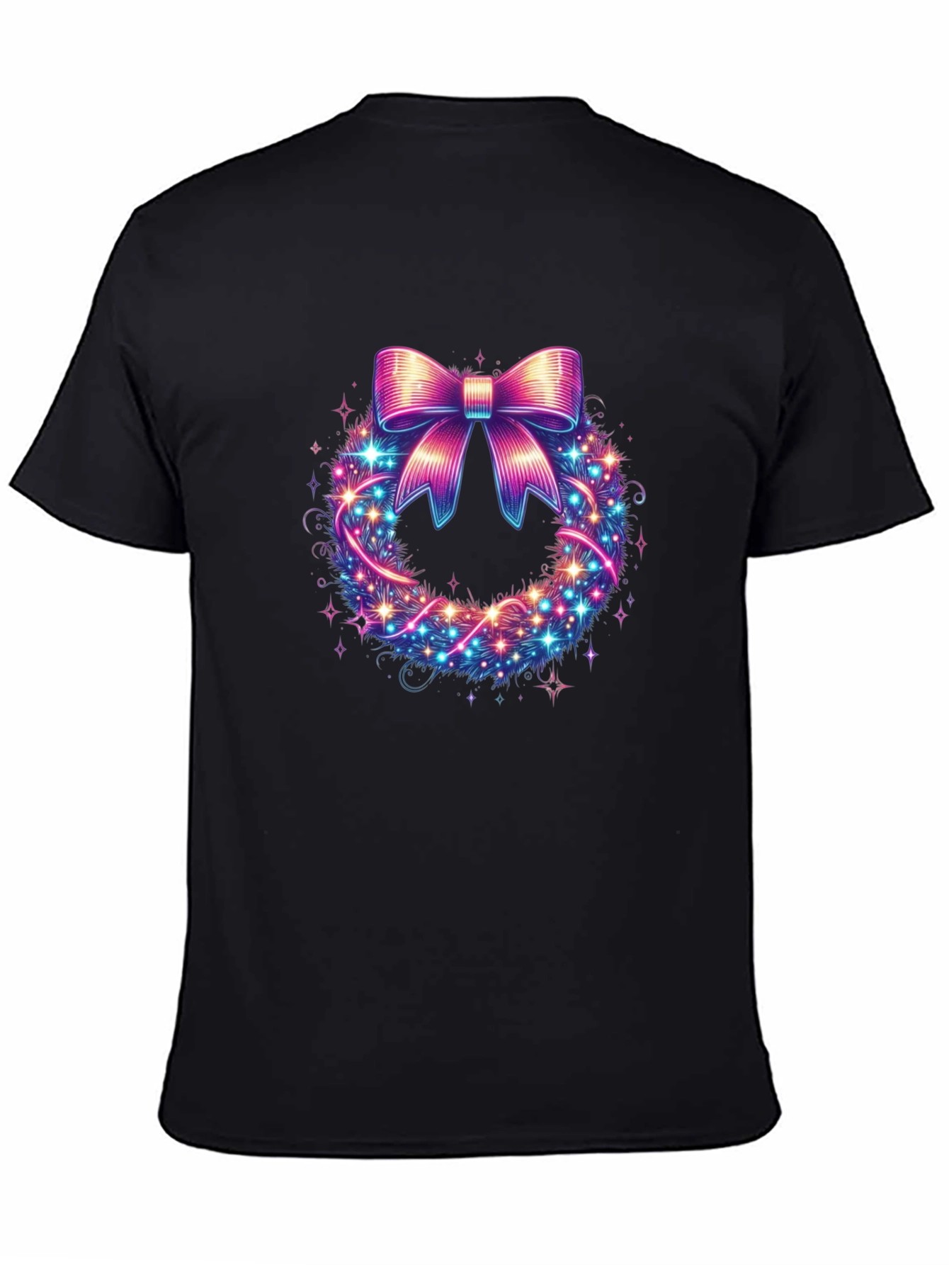 Festive Bow Wreath Graphic Tee - Holiday Spirit
