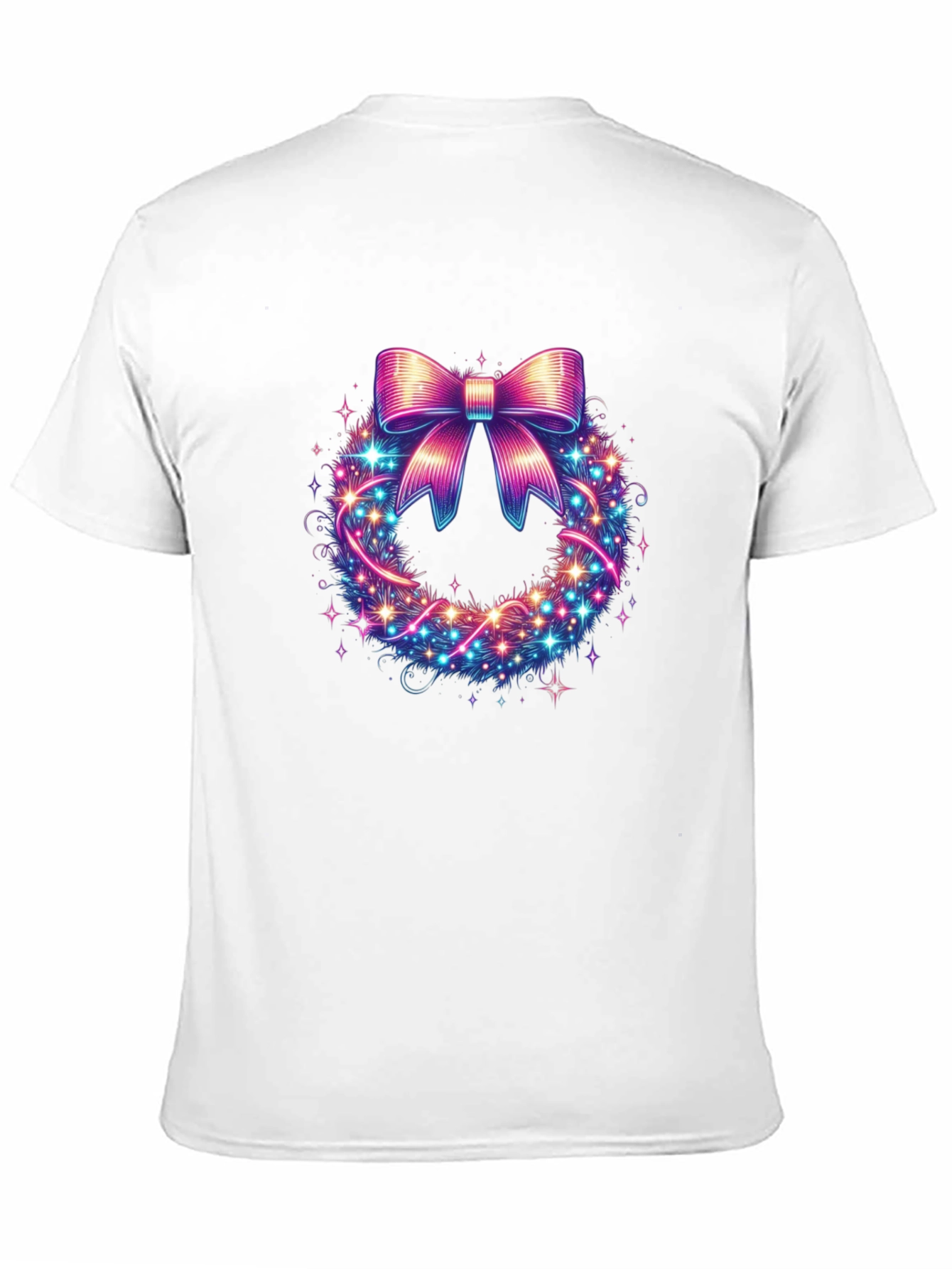 Festive Bow Wreath Graphic Tee - Holiday Spirit