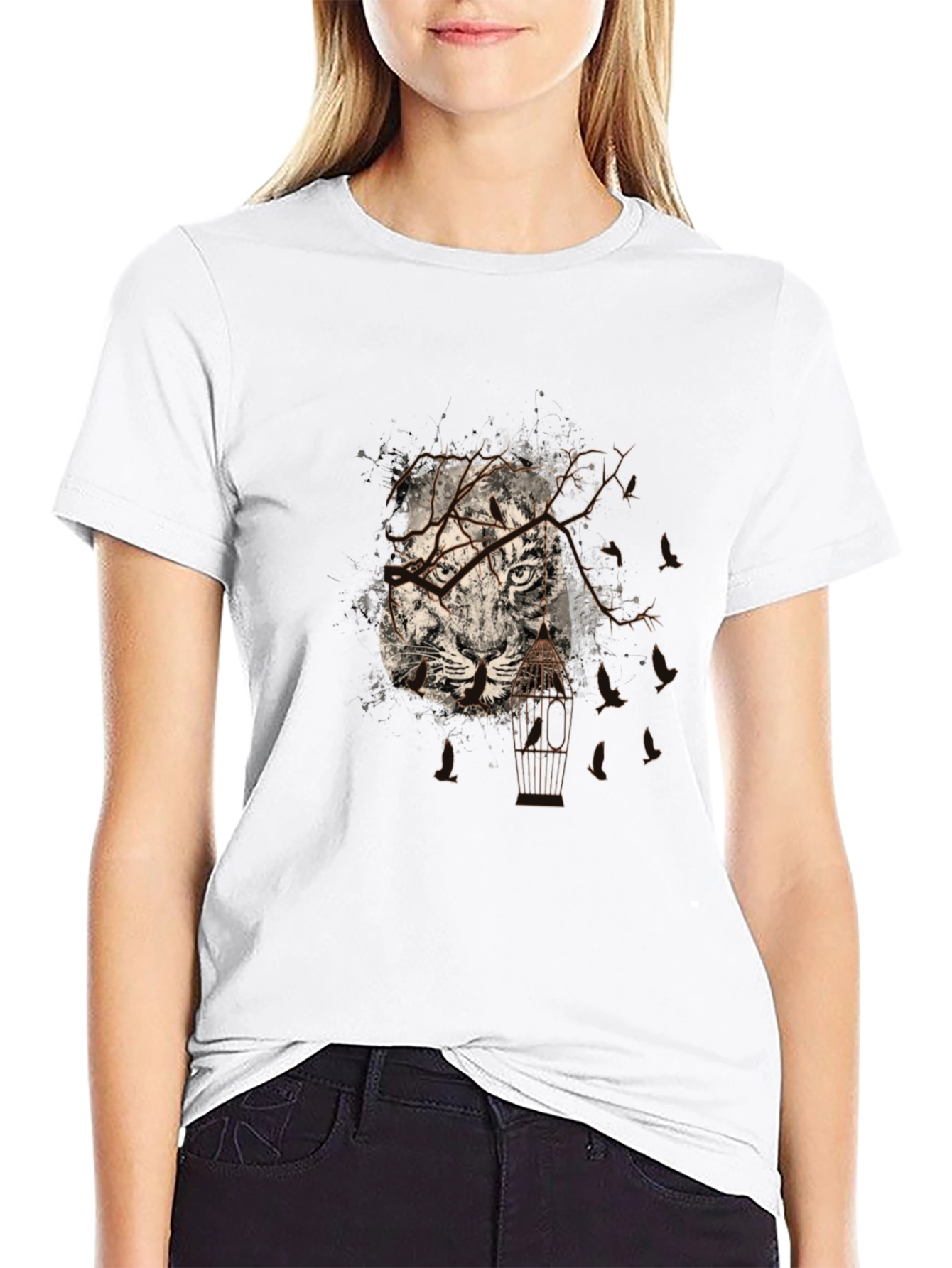 Tiger Cage Graphic Black Tee