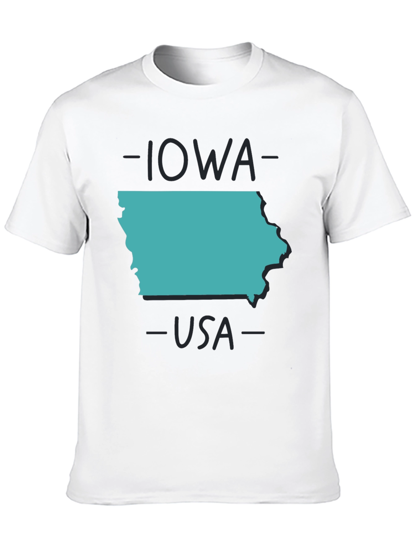 Iowa USA State Outline Graphic Tee - Black