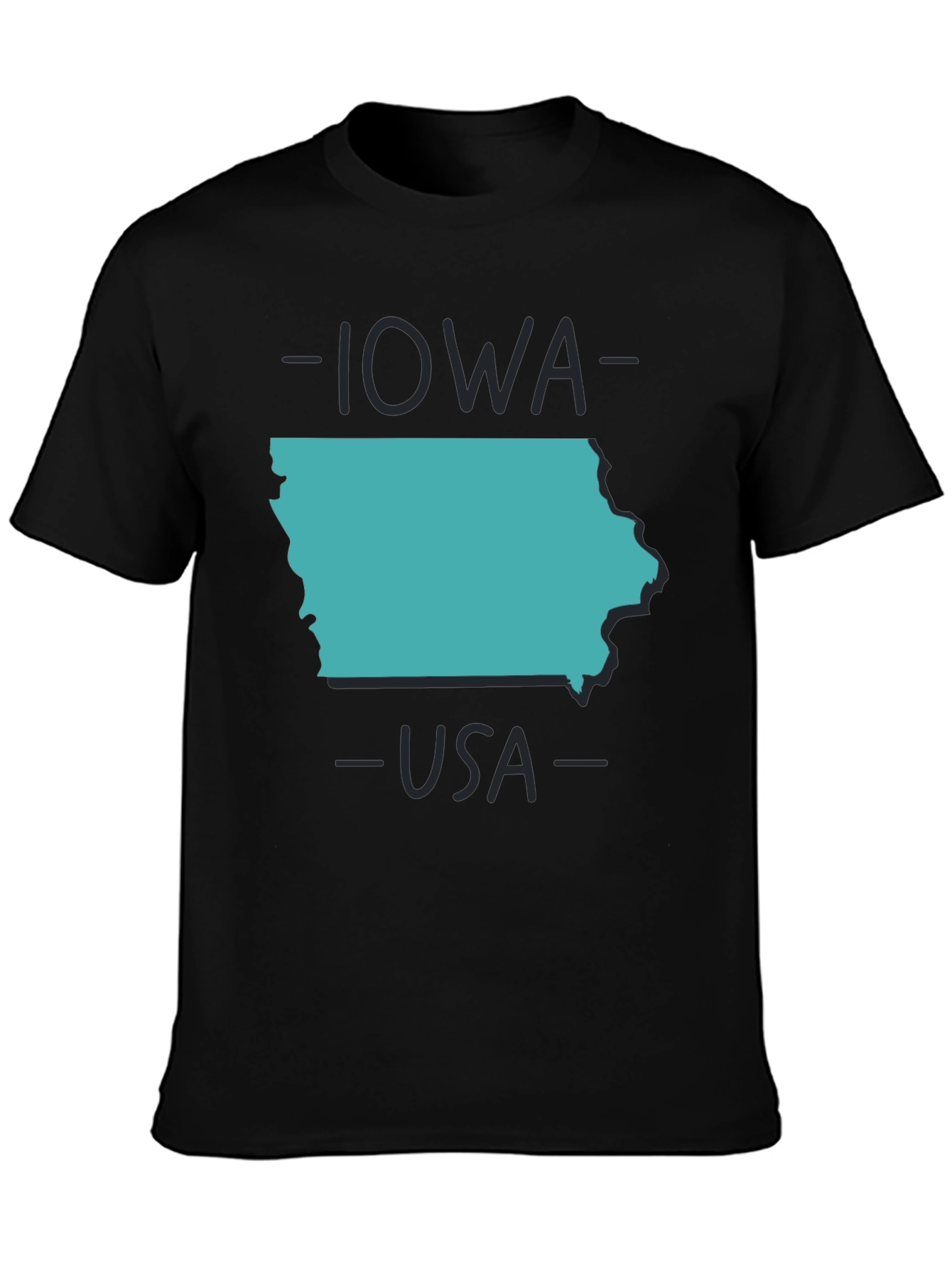 Iowa USA State Outline Graphic Tee - Black