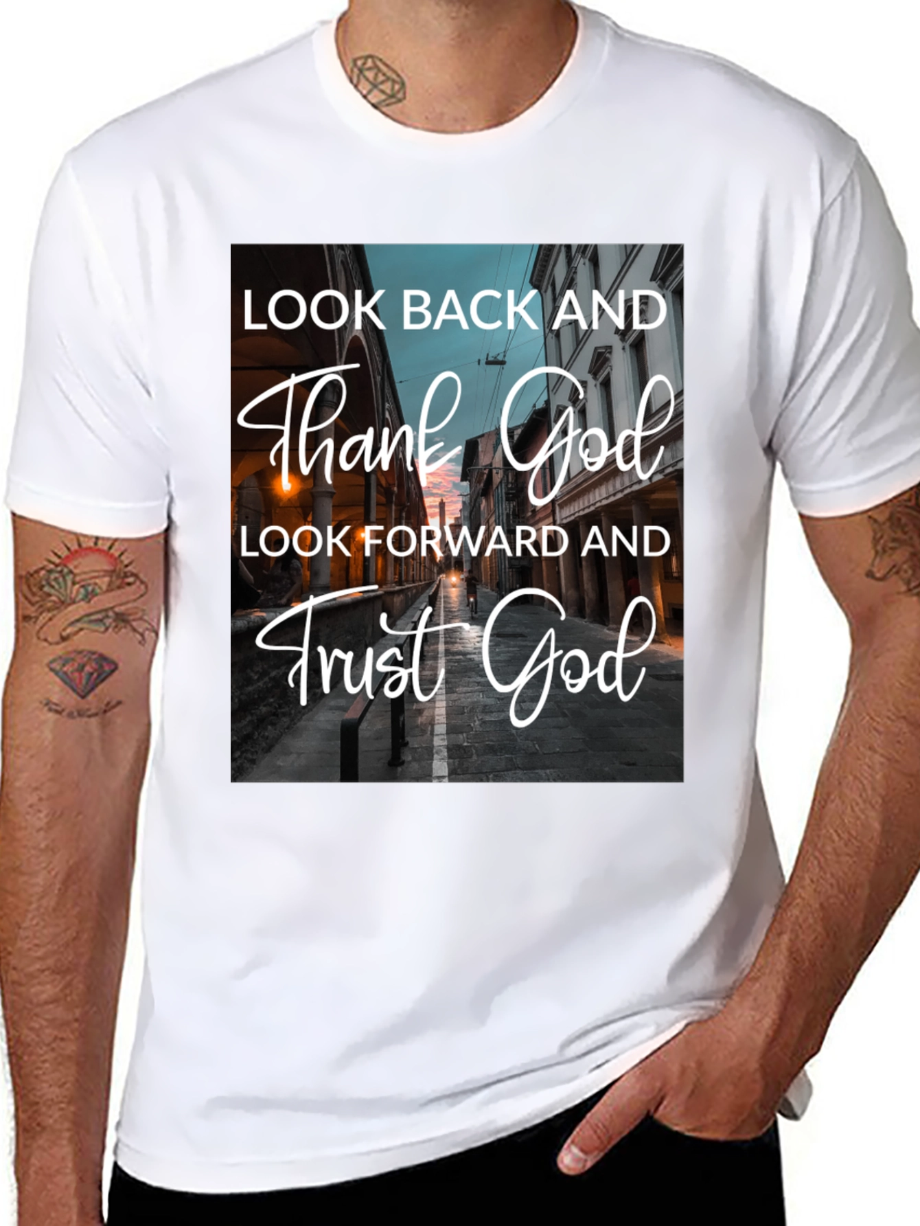 Look Back Thank God Black T-Shirt