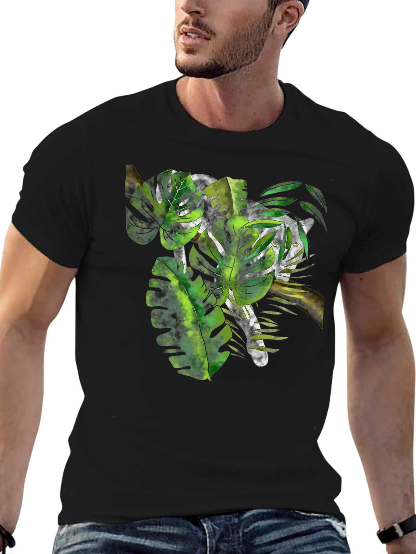 Jungle Cat Graphic Black T-Shirt