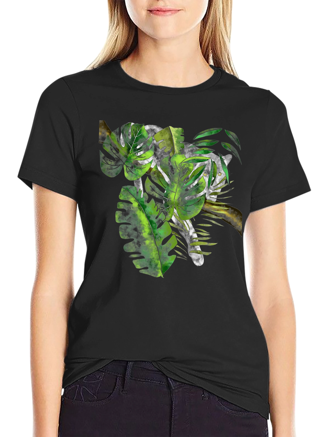 Jungle Cat Graphic Black T-Shirt