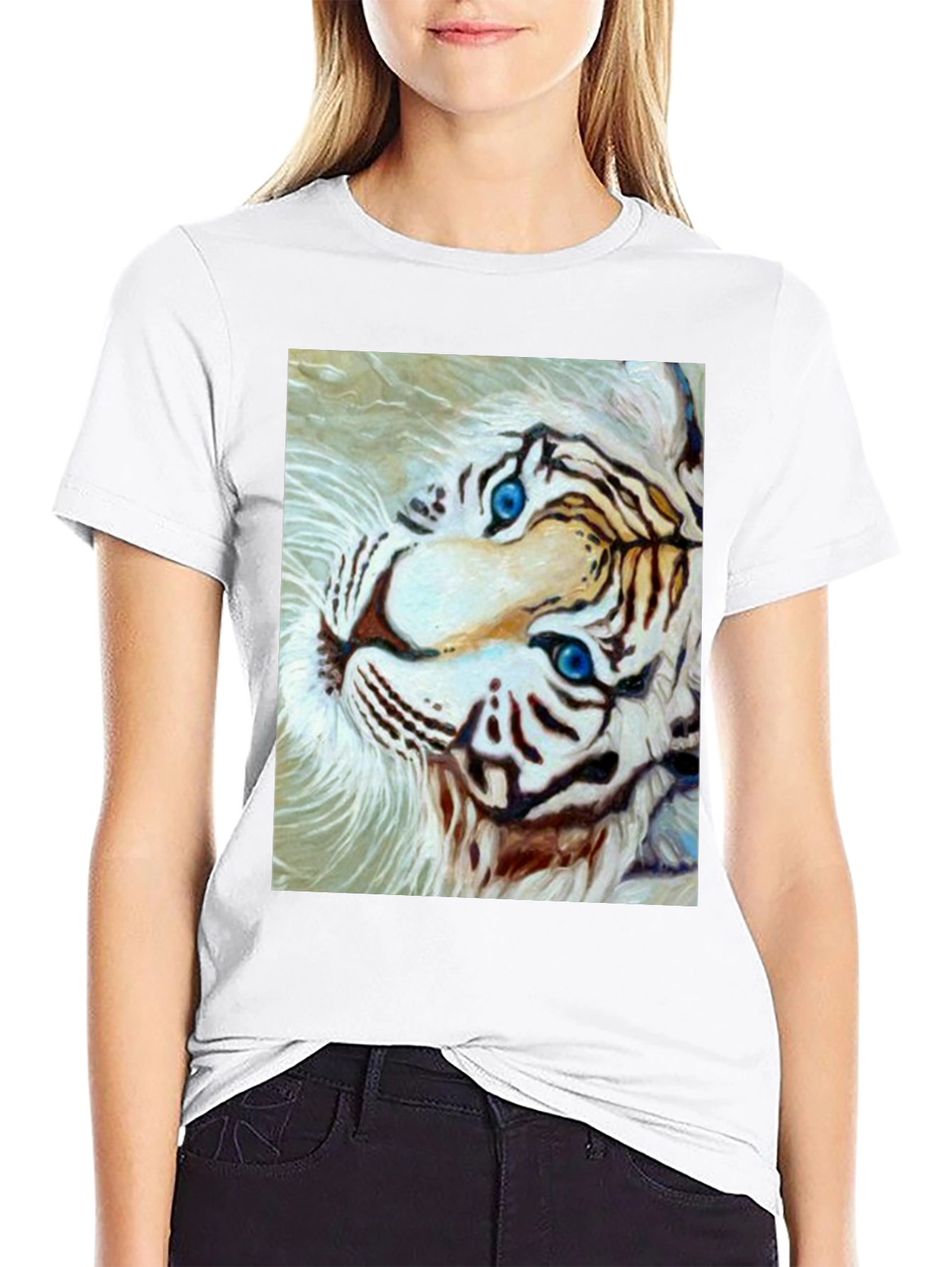 White Tiger Graphic Tee - Bold Animal Print Shirt