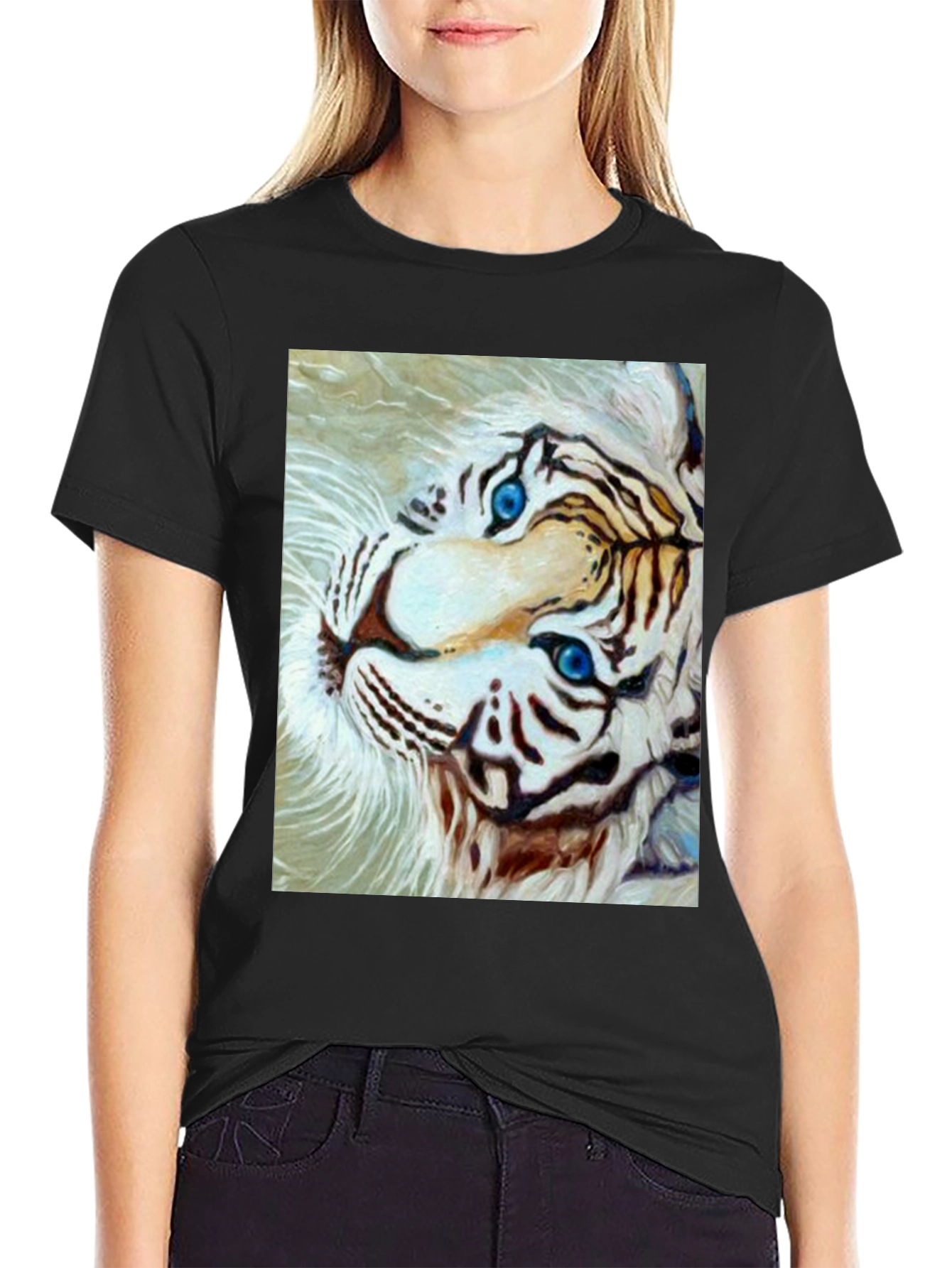 White Tiger Graphic Tee - Bold Animal Print Shirt