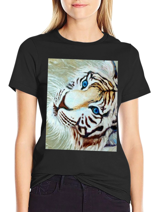White Tiger Graphic Tee - Bold Animal Print Shirt