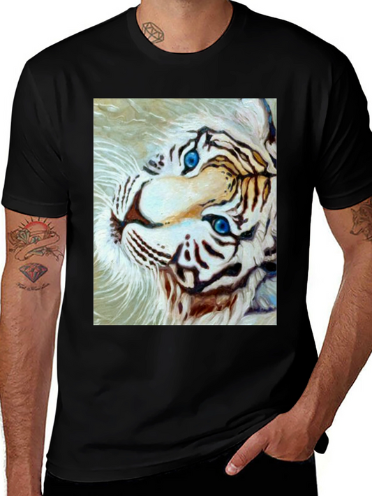 White Tiger Graphic Tee - Bold Animal Print Shirt