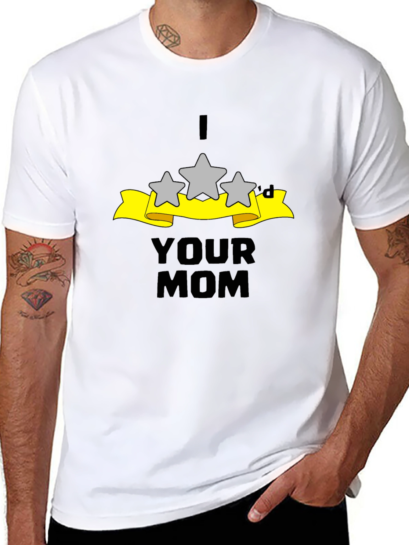 I Three Stard Your Mom - Funny Black T-Shirt