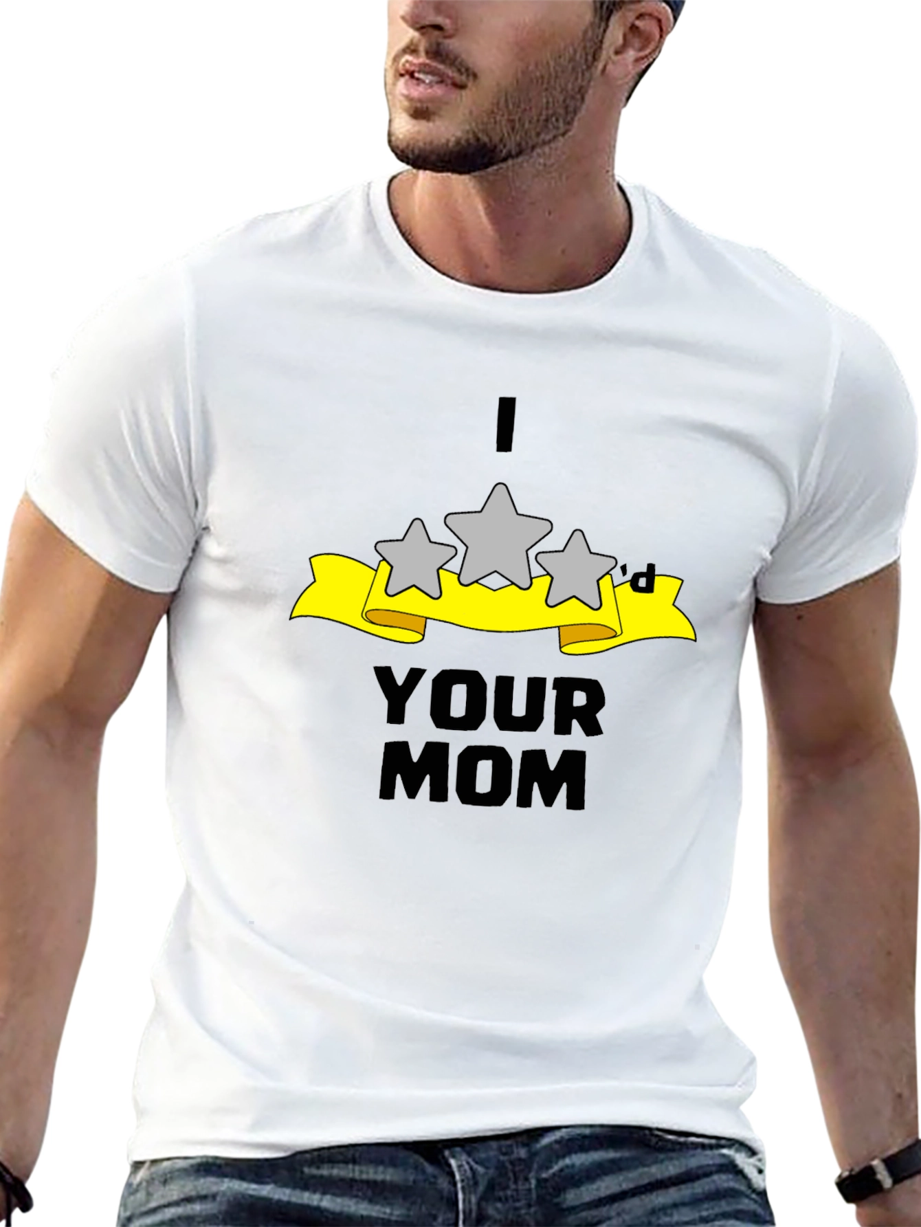 I Three Stard Your Mom - Funny Black T-Shirt
